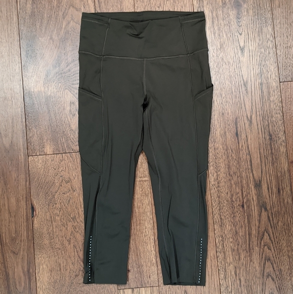 Lululemon Fast and Free Crop 19" Dark Olive - Picture 3 of 7